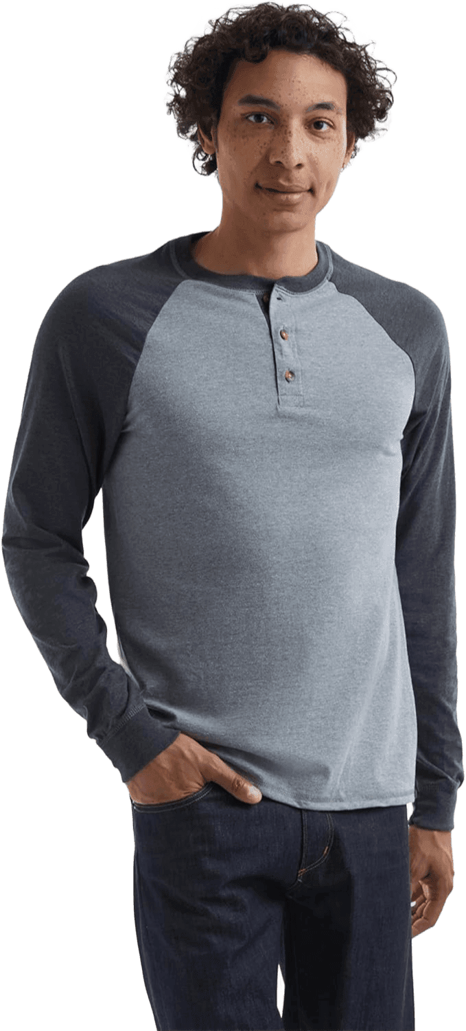 Hanes Mens Long Sleeve Beefy Henley Shirt