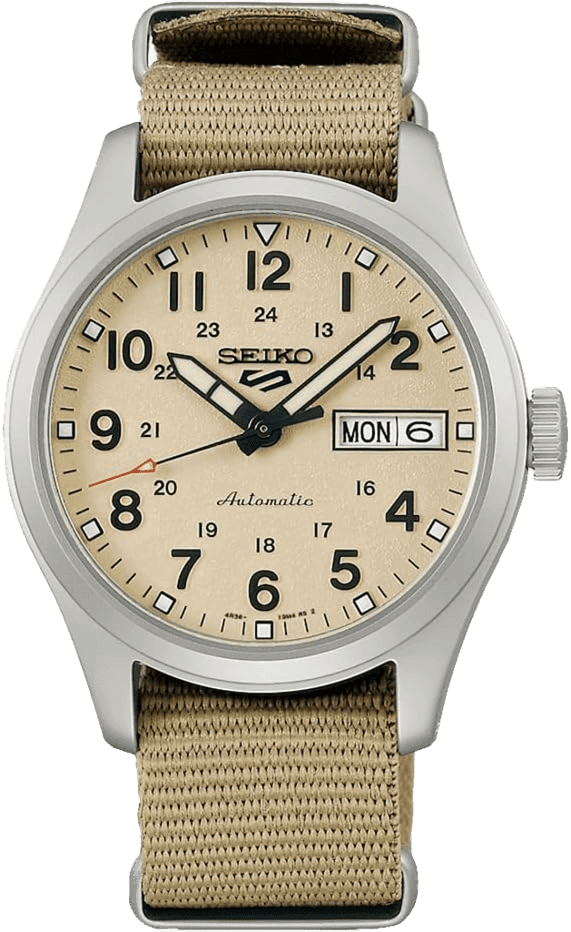 SEIKO 5 Sport SRPJ83 Beige Dial Nylon Automatic Watch, Beige, Automatic Watch